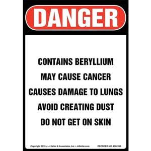 Danger: Contains Beryllium, May Cause Cancer Label - OSHA, Long Format