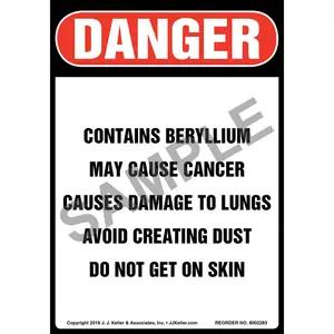 Danger: Contains Beryllium, May Cause Cancer Label - OSHA, Long Format