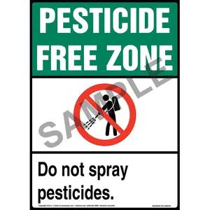 Pesticide-Free Zone, Do Not Spray Pesticides Sign with Icon - ANSI, Long Format