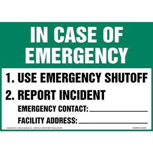 In Case Of Emergency Sign - OSHA