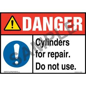 Danger: Cylinders For Repair, Do Not Use Sign with Icon - ANSI