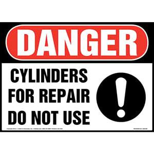 Danger: Cylinders For Repair, Do Not Use Sign with Icon - OSHA