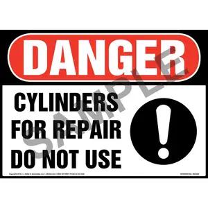 Danger: Cylinders For Repair, Do Not Use Sign with Icon - OSHA