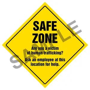 Safe Zone, Are You A Victim Of Human Trafficking Sign