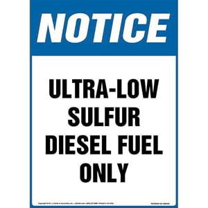 Notice: Ultra-Low Sulfur Diesel Fuel Only Sign - OSHA, Long Format
