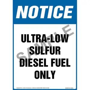 Notice: Ultra-Low Sulfur Diesel Fuel Only Sign - OSHA, Long Format
