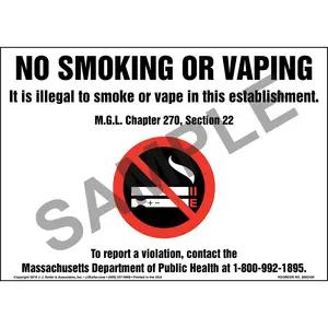 No Smoking Or Vaping, It Is Illegal To Smoke Or Vape In This Establishment Sign with Icon