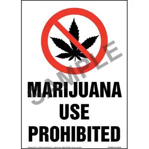 Marijuana Use Prohibited Sign with Icon - Portrait