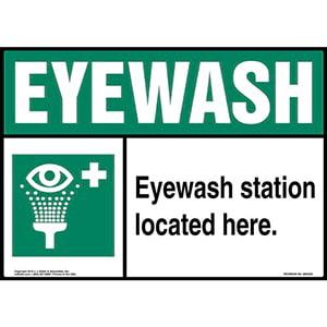 Eyewash Station Located Here Sign with Icon - Landscape