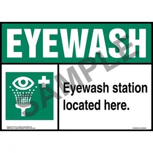 Eyewash Station Located Here Sign with Icon - Landscape