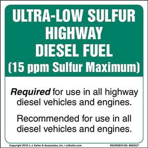 Ultra-Low Sulfur Highway Diesel Fuel Label