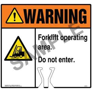 Cone Topper Sign - Warning: Forklift Operating Area Do Not Enter Sign with Icon - ANSI