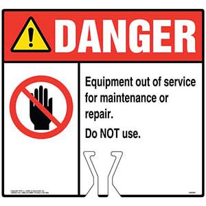 Cone Topper Sign - Danger: Equipment Out Of Service For Maintenance Or Repair Sign with Icon - ANSI