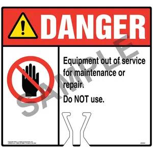 Cone Topper Sign - Danger: Equipment Out Of Service For Maintenance Or Repair Sign with Icon - ANSI
