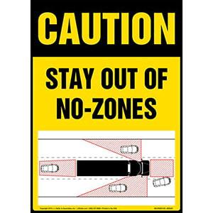 Caution: Stay Out Of No-Zones Sign with Icon - OSHA, Long Format