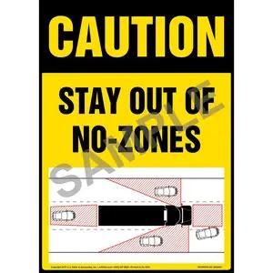 Caution: Stay Out Of No-Zones Sign with Icon - OSHA, Long Format