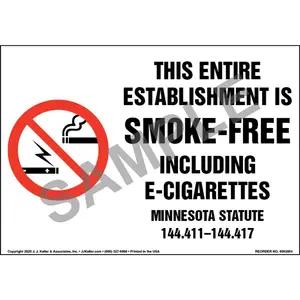 Minnesota Statute: This Entire Establishment Is Smoke-Free Sign