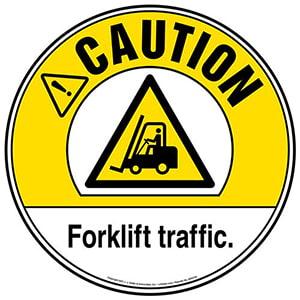 Caution: Forklift Traffic Floor Decal - ANSI