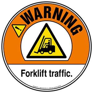 Warning: Forklift Traffic Floor Decal - ANSI