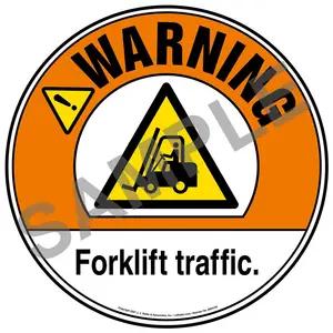 Warning: Forklift Traffic Floor Decal - ANSI