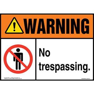 Warning: No Trespassing Sign with Symbol - ANSI