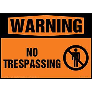 Warning: No Trespassing Sign with Symbol - ANSI 1998