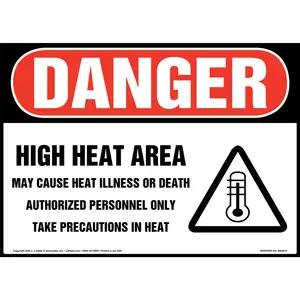 Danger High Heat Area Sign - Landscape