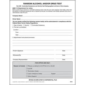 Random Alcohol and/or Drug Test Form