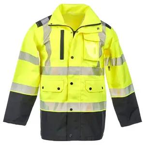 J. J. Keller® SAFEGEAR® Hi-Vis Rain Jacket – Type R, Class 3 Black Bottom