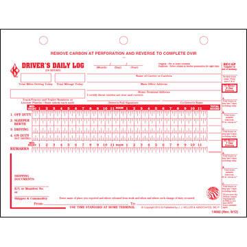 Driver's Daily Log w/7- and 8-day Recap, 2-Ply, w/Carbon & Detailed DVIR - Stock