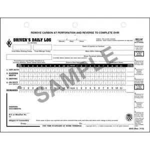 Driver's Daily Log w/7- and 8-day Recap, 2-Ply, w/Carbon & Simplified DVIR - Stock