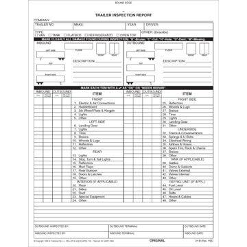 Trailer Inspection Report, 2-Ply, Book Format - Stock
