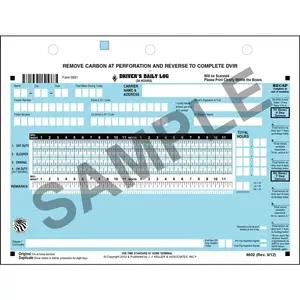Scannable Driver's Daily Log, 2-Ply, w/Carbon, w/Recap, Loose-Leaf Format - Stock