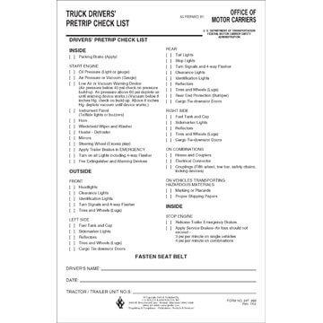 Truck Drivers' Pre-Trip Checklist