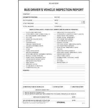 Bus Driver's Vehicle Inspection Report, 2-Ply, w/Carbon - Stock
