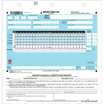Scannable 2-In-1 Driver's Daily Log, 2-Ply, w/Carbon, Loose-Leaf Format - Stock