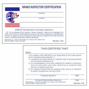 Brake Inspector Wallet Card