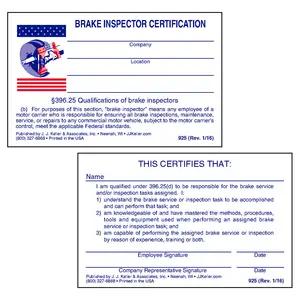 Brake Inspector Wallet Card