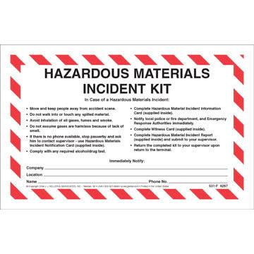 Hazardous Materials Incident Kit in Envelope - No Camera