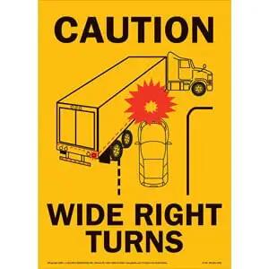 Caution Wide Turns Sign with Icon
