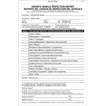 Simplified Driver's Vehicle Inspection Report, Bilingual - Vertical Format - Stock