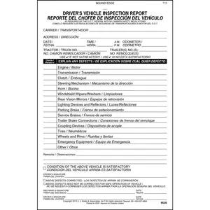 Simplified Driver's Vehicle Inspection Report, Bilingual - Vertical Format - Stock