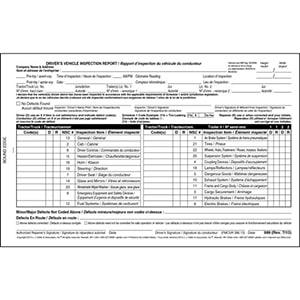 Canadian Driver's Vehicle Inspection Report, Bilingual
