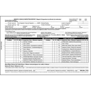 Canadian Driver's Vehicle Inspection Report, Bilingual