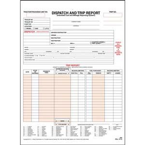 Dispatch and Trip Report - Vertical, Snap-Out Format, 3-Ply w/ Carbon