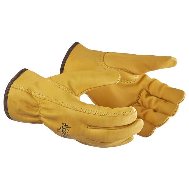 J. J. Keller® SAFEGEAR® Yellow Cowhide Leather Driver Gloves with Keystone Thumb