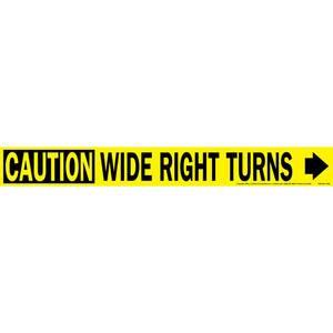 Caution Wide Right Turns Sign with Arrow