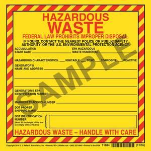 Hazardous Waste Label - Vinyl, Individual Sheet