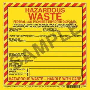 Hazardous Waste Label - Vinyl, Individual Sheet
