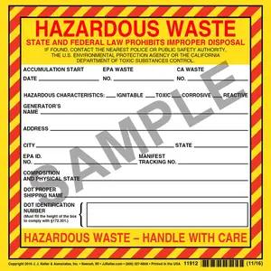 California Hazardous Waste Label - Vinyl, Continuous Format